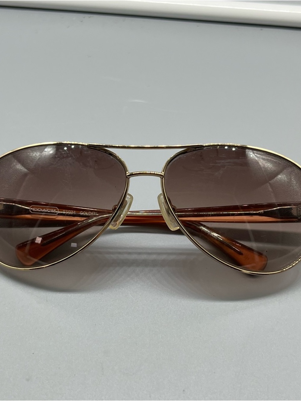 Coach S1034 Golden Aviator Brown Butterfly Women's Sunglasses 125mm Frame Only